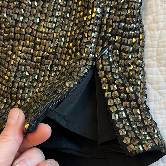 Joie Bailyn Studded Long Sleeve Top Metallic Gunmetal XS Gold NYE Party Holiday - Picture 8 of 11